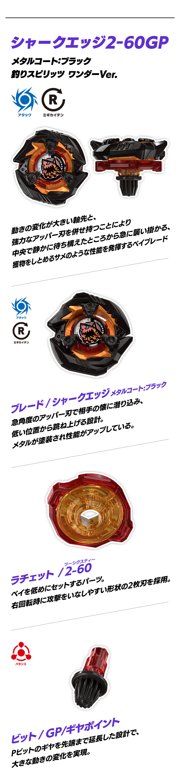 シャークエッジ2-60GP メタルコート:ブラック 釣りスピリッツ ワンダーVer.